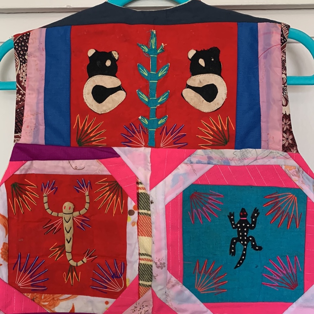 Quilted Vintage Hand Made Panda Patchwork Embroid… - image 3